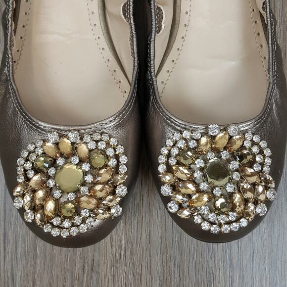 NWOT Adrienne Vittadini gold metallic ballet flats with rhinestones sz 6 - Picture 1 of 5
